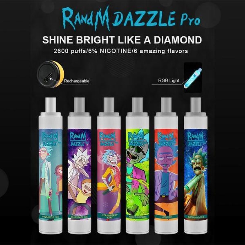 RandM Dazzle Pro Led Light Glowing 2600puffs Dispo...